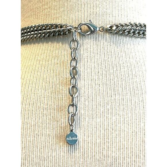 Stella & Dot Tessa Fringe Necklace Lariat Silvertone Blue Steel Chain - Picture 12 of 12